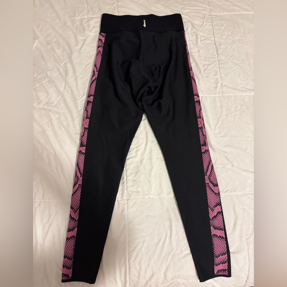 ultracor Black Leggings with Pink Snake-Print Side Panels